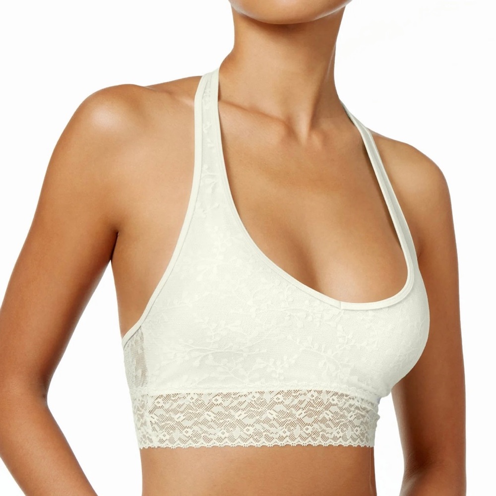 Calvin Klein NWOT size Medium cream lace halter bralette bra